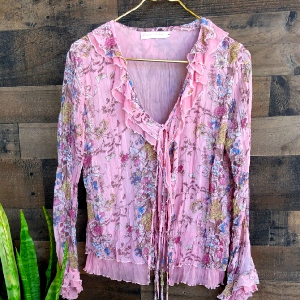Pretty Angel Y2K Vintage Floral Pink Women's Top Size Large
